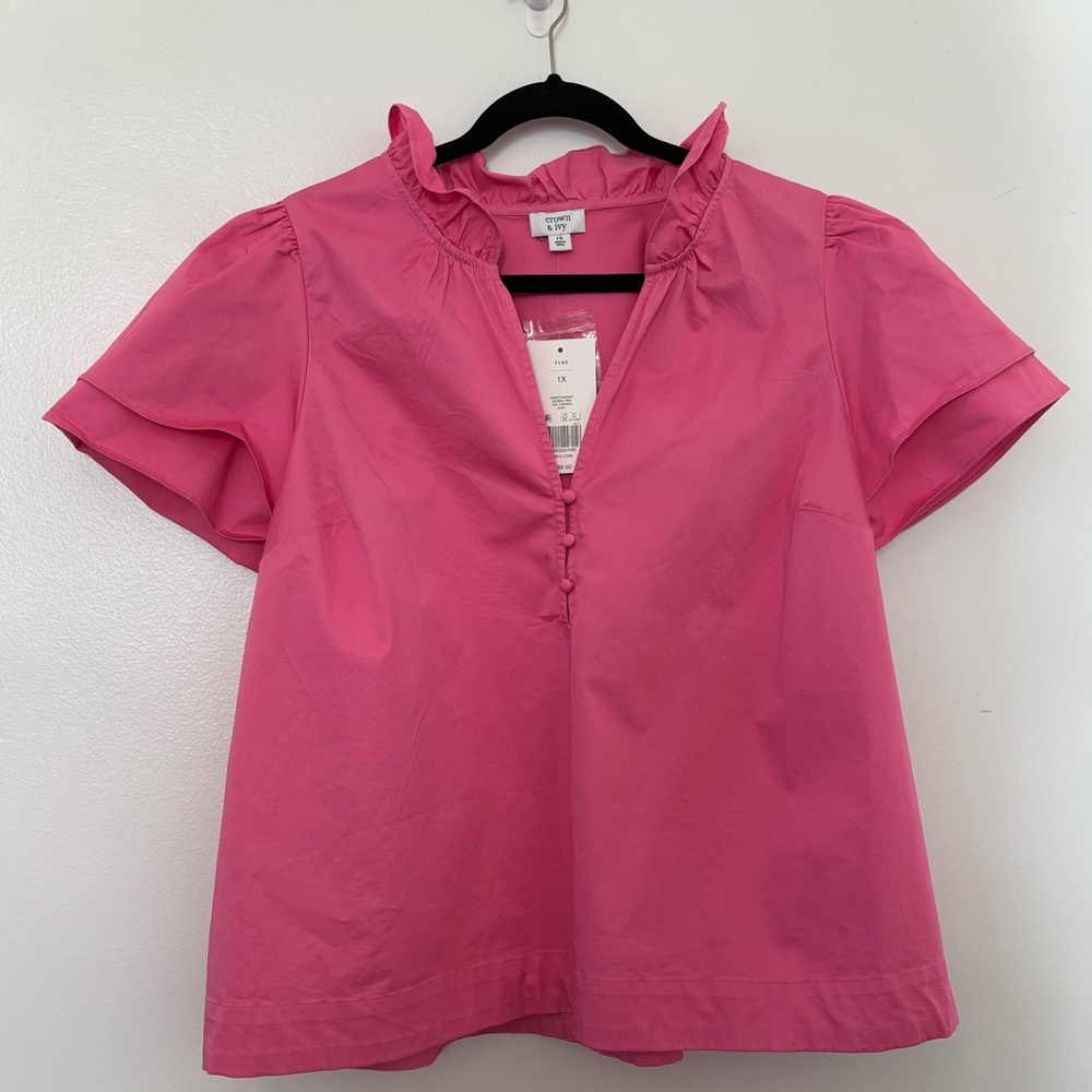 Crown & Ivy Pink Blouse NWT Size 1X